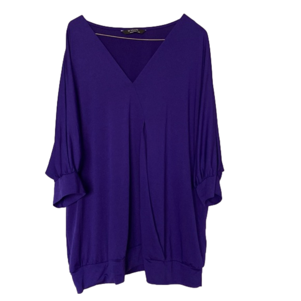 Involato violet v-neck, softly draped, blended fabric tunic/3X